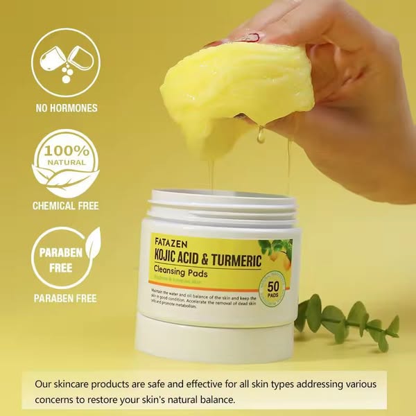 Cotons curcuma et acide Kojic pour traiter taches noires et hyper pigmentation