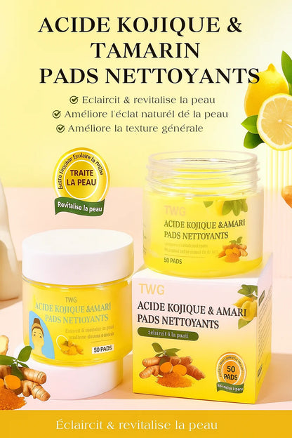 Cotons curcuma et acide Kojic pour traiter taches noires et hyper pigmentation