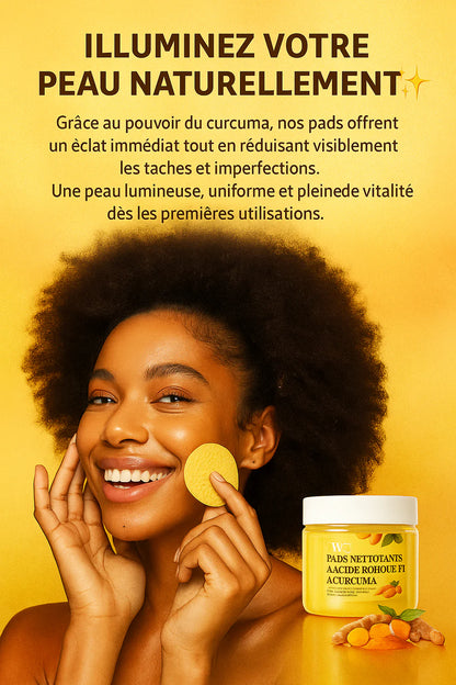 Cotons curcuma et acide Kojic pour traiter taches noires et hyper pigmentation