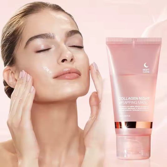 🧴 Masque de Nuit au Collagène – Soin Anti-Imperfections & Hydratation Intense+ 1 pinceau applicateur OFFERT