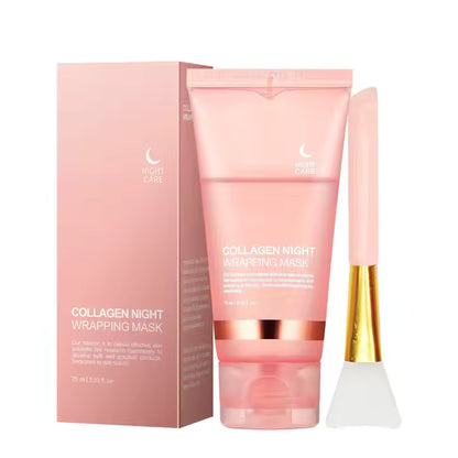 🧴 Masque de Nuit au Collagène – Soin Anti-Imperfections & Hydratation Intense+ 1 pinceau applicateur OFFERT