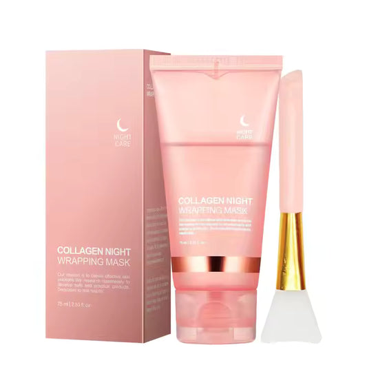 🧴 Masque de Nuit au Collagène – Soin Anti-Imperfections & Hydratation Intense+ 1 pinceau applicateur OFFERT